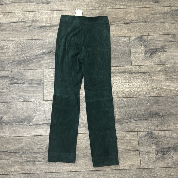 NEW • VINCE • Women’s Stretch Suede Split-Hem Crop Pant Dark Green Lamb Leather - Picture 7 of 7